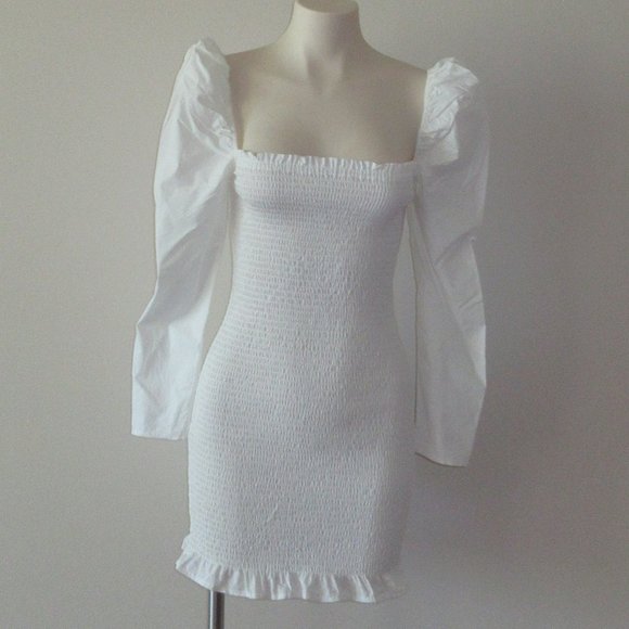 Aritzia Wilfred White Long Sleeve  Mini Dress  Size S - Picture 1 of 11